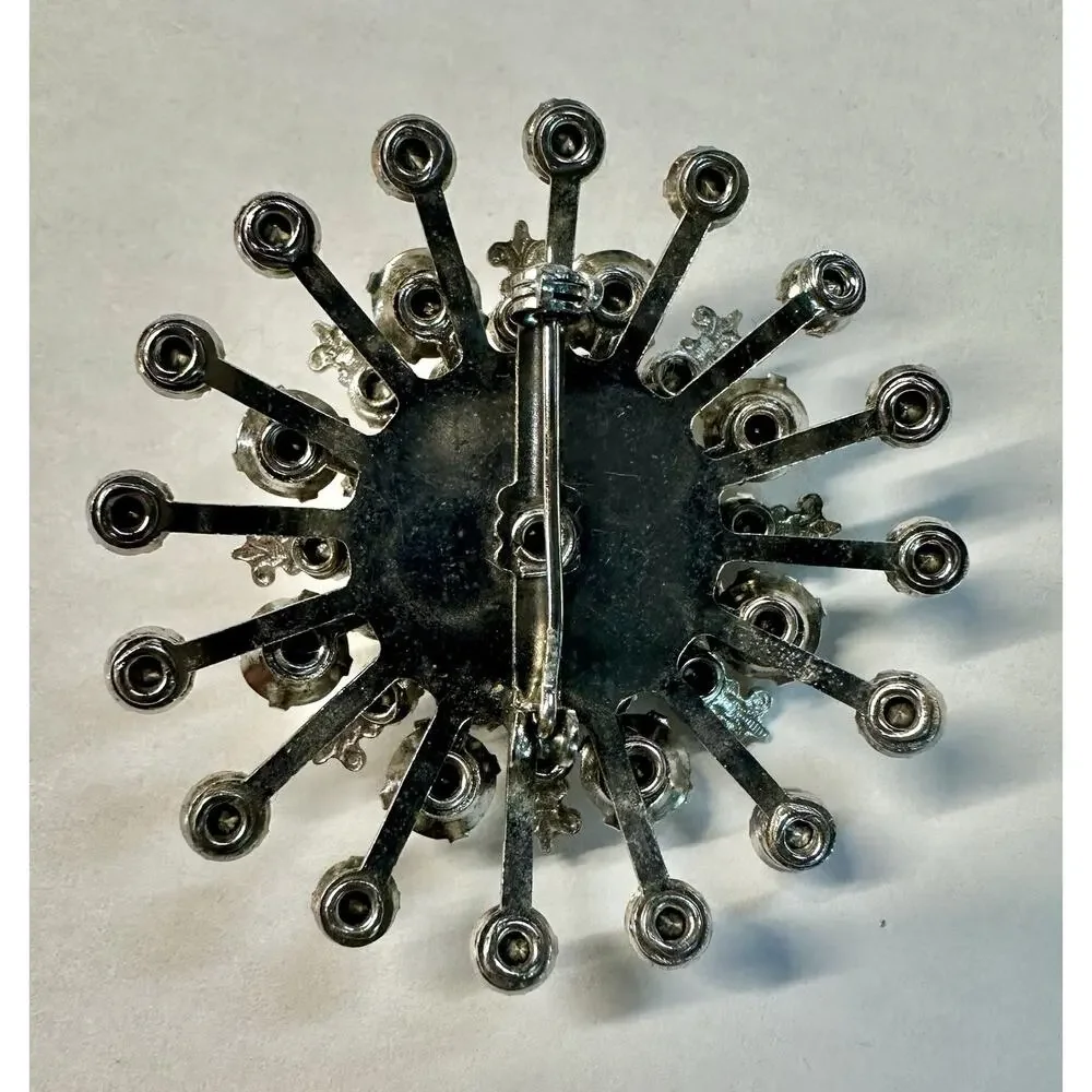 Beautiful Vintage Jewelry Pronged Crystal Starburst Sunburst Broach